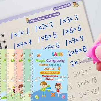 5 Knygų Daugkartinio naudojimo NUSKENDO Magija Knygos Vaikams Naudotis Kaligrafija, Knygų Matematikos Abėcėlės, Daugybos ir dalybos Pratimai Matematika