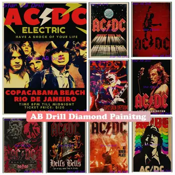 AC / DC Rock Band AB Deimantų Meno Tapybos Naujas 2023 Skeletas Bell Muzikos kvadratiniu Gręžimo 5D 