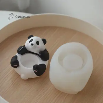 Mielas Panda Žvakių Laikiklis Silikono Formos Rankų Darbo Molio Arbatos Žvakių Laikiklis 