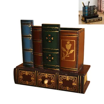 Rašiklio Laikiklis Senovinių Knygų Modelis Biuro Stalas talpinimo Bibliotekos Knygos, Pieštuko Formos Taurės Medinių Pieštukų Laikikliai Stendas su Stalčiumi