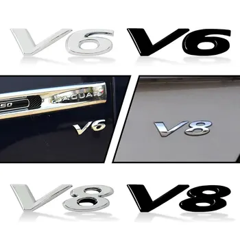 3D ABS V6, V8 Laišką Logotipas, Emblema, Automobilių Kėbulo Kamieno Sparnas Ženklelis Įklija, 