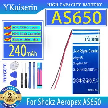 YKaiserin Baterija 240mAh Už Shokz Aeropex AS650 Rankų įrangą Digital Bateria