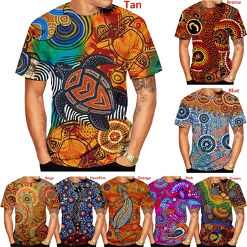 Naujas Mados Aborigenų Psichodelinio Vietinių Derliaus Etninės Stiliaus Tapybos Meno, T-marškinėliai Vyrams ir Moterims Vasaros Trumpas Rankovės