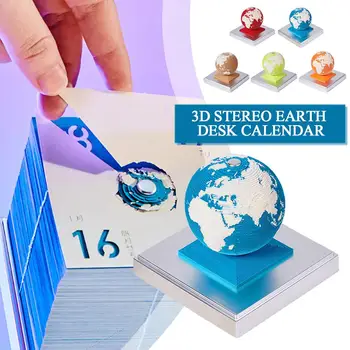3D Stereo Žemės Stalinis Kalendorius Memo Pad Žemės Modelį, Pažymi, Dovana Dekoro Juostelę Popieriaus Memo Skulptūra 3D Blokas Pažymi, Biurų A6W8