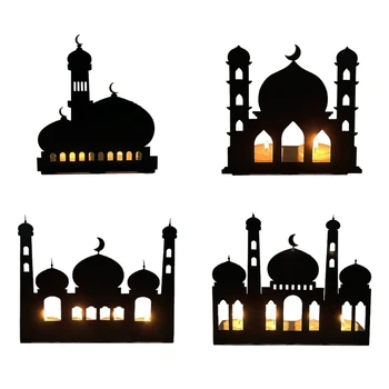 Eid Mubarakas Sulankstomas Pilis Žvakių Laikiklis Metalo Dekoratyvinė Žvakidė