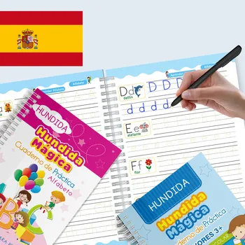 4Pcs ispanijos Magija Knygos Mokymosi Užrašu Sekimo Darbaknygę Vaikams Daugkartinio naudojimo Užrašų knygelės Vaikams ispanijos Montessori Raštu