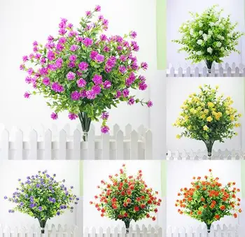 6PCS Atsitiktiniai Spalvinga Gėlių Namuose, Dirbtinės Gėlės, Tikroviški Plastiko Gėlės, Lauko Kabinti Krepšius su Dirbtinės Gėlės
