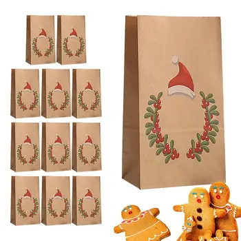 12PCS Kalėdų Kraft Popierius Rankinės Kalėdinių Dovanų Maišelis Linksmų Kalėdų Dekoro Namuose, Kalėdos, naujieji Metai Pakavimo Krepšiai