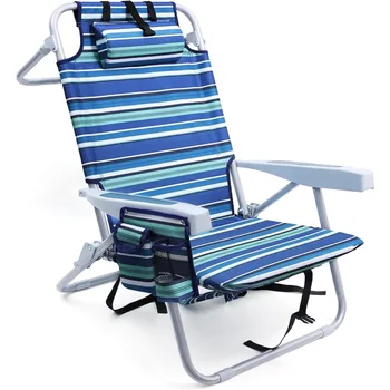Kompaktiškas Nešiojamas lygūs Lankstymo Paplūdimio Kėdės Su Kuprine ant pečių Dirželiai ir Didelis Aušintuvas Dėklas Paplūdimio Kėdės Suaugusiųjų Sunkiosios