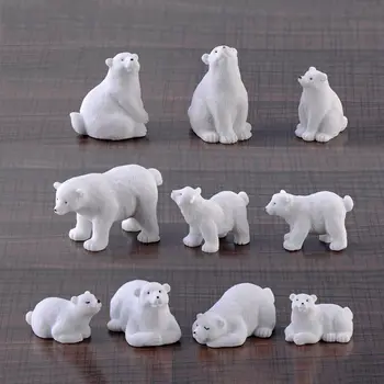 1 VNT Namų Dekoro Modelis Pasakų Sodo baltasis Lokys Figūrėlės Miniatiūros Gyvūnų Modeliavimas Baltasis Lokys