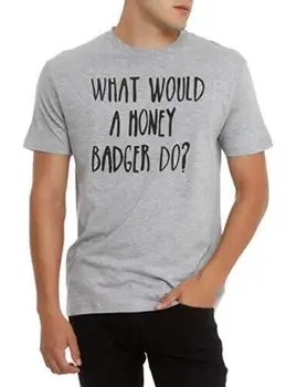 Karšta Tema, Vyrai, Kas Būtų Honey Badger Daryti? Juokinga, Pilkos spalvos Marškinėliai NWT L