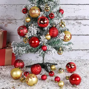 Kalėdų Rutuliai kabinti Energingas 44-gabalas Spalvotų Snaigės Spausdinti Kalėdų Kamuolys Rinkinys Daugkartinio naudojimo Šventiniai papuošimai Medžio Dekoro