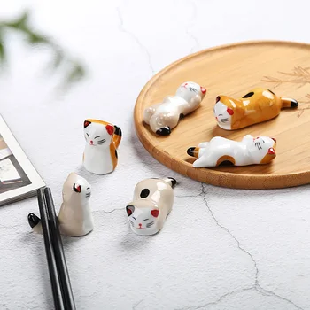 6 Stilių Animaciją Kačių Keramikos Lazdelėmis Turėtojas Mielas Saugos Praktinių Mentele Šaukštas Šakutė Stalo Stovi Virtuvėje, Indų Dekoras