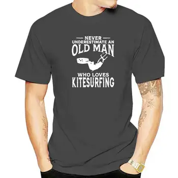 Nenuvertinkite Senas Žmogus, Kuris Myli Jėgos Aitvarai Vyrai Juokingi Marškinėliai Unikali Dovana Metu Burlenčių Plakimas, T-Shirt