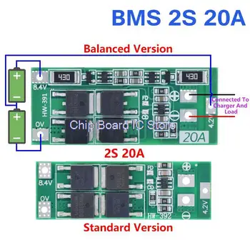 2S 20A 7.4 V 8.4 V 18650 Ličio Baterija Apsaugos Valdybos/BMS Valdybos Standartinis/Balansas 