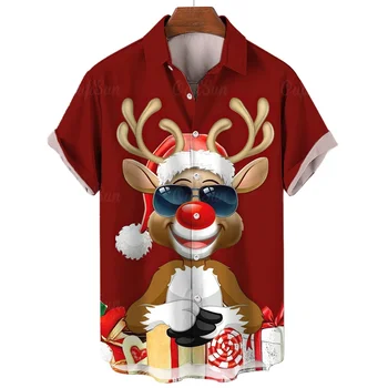 Havajų Kalėdų vyriški Marškinėliai trumpomis Rankovėmis Mens Drabužių 3d Tee Snowmen Negabaritinių Marškinėliai Topai Atostogų Gatvės Juokinga Drabužiai