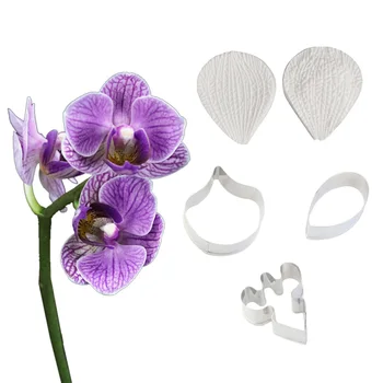 5vnt/set Orchidėja Žiedlapis Veiner Silikono Formos Nerūdijančio Plieno Pjovimo Pelėsis 
