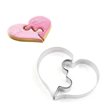 2 Vnt Širdies Slapukas Pelėsių, Kairėn, Dešinėn Širdies Formos Cookie Cutter Juokinga Meilės Vestuvių Galvosūkiai Romantiška Slapukus Pelėsių Sausainiai Antspaudas