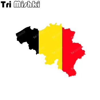 Tri Mishki W1354 Belgijos Vėliava Belgija Žemėlapis Automobilių Lipdukas PVC Lipdukai, Lipdukas Motociklas Automobilis VISUREIGIS Dviratis Nešiojamas Šaldytuvas Sienos Duris