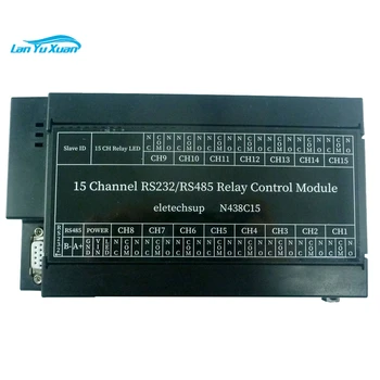 2 in 1 15ch RS232 RS485 Modbus RTU Relay PLC AR PC UART Serial Port Switch Valdytojas DC 12V 24V