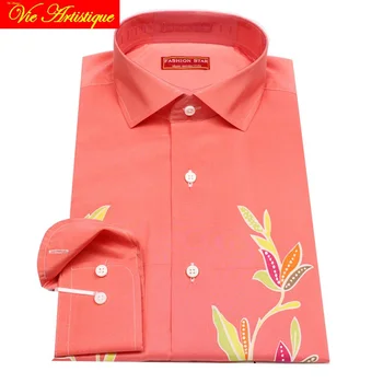 Dizaineris Užsakymą Individualius Vyrų Užsakymą Gėlių Šilko Marškinėliai Verslo Oficialią Vestuvių Atsitiktinis Ware Suknelė, Palaidinė Pink Gėlių