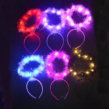 10vnt LED Plunksnų Karūna Halo Žiedo Lankelis Šviesą Rave Švyti Šalies Angelas Dovana Gimtadienio Kostiumu Vestuvių Šventė 2023