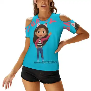 Gabby Lėlių Šeimos Moterų V-Kaklo Marškinėliai Atsitiktinis Seksualus T Shirts Tuščiaviduriai Iš Užtrauktukas Megztinis Viršuje Gabby Lėlių Gabby Vaikai