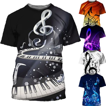 Naujas Mados Fortepijono Muzikos Atspausdintas Marškinėliai Spalvinga 3D Palaidinės Juokingi Marškinėliai Unisex Puloveris Sportwear Hip-Hop Tee