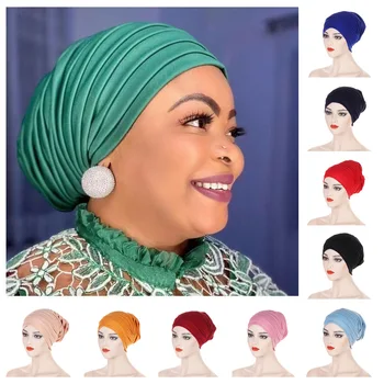 Naujas Musulmonų Skrybėlę Bžūp Plisuotos Skarelė Bžūp Moterų daugiasluoksnio Vamzdžio Dangtelis Šviesos Edition Lankstymo Bžūp Aukštos Beanie Kepurė Kepurė