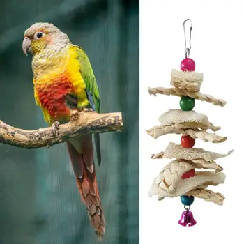 Paukščių Graužti Žaislą iš Natūralių Medžiagų Bite Atsparus Kraštovaizdžio Ekologiškas Kukurūzų Lukštų Derinys Bite String Papūga Papūga Žaislas